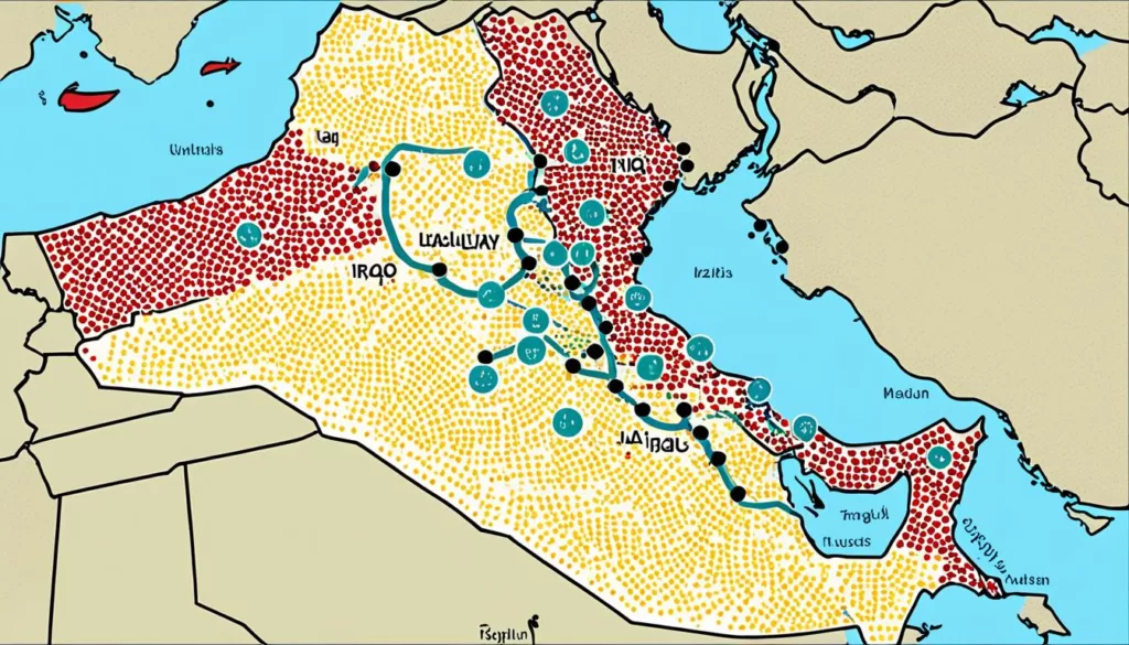 Map of Iraq highlighting areas where minority languages are spoken