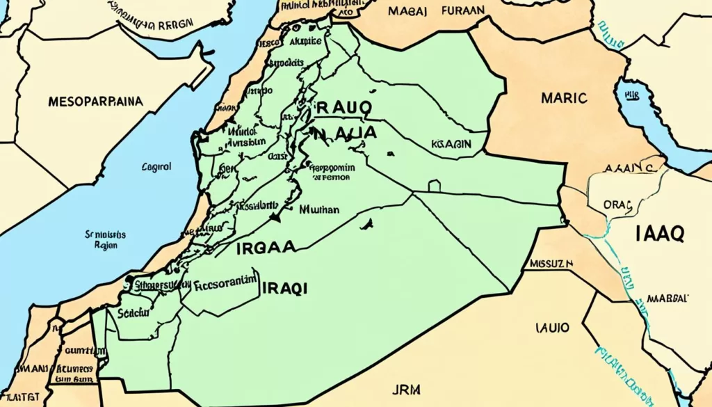 Map of Iraq showcasing Mesopotamian Arabic and Kurdish language regions