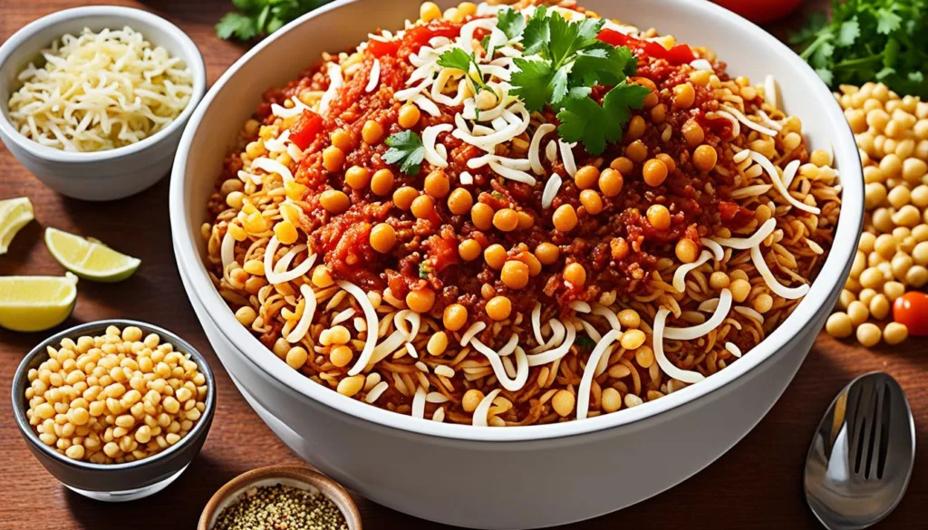 A bowl of traditional Koshari
