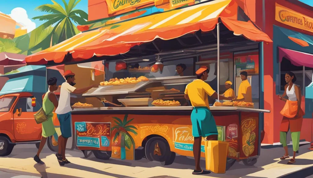 Caribbean street food roti stall