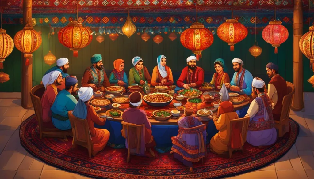 Communal dining in Turkmenistan Communal dining in Turkmenistan