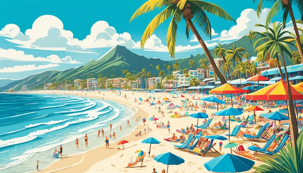 Ecuador beach during peak season Ecuador beach during peak season