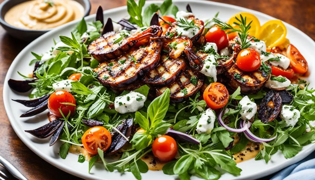 Grilled octopus on a Mediterranean spread Grilled octopus on a Mediterranean spread