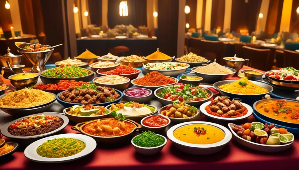 Kuwaiti dining spread with emphasis on communal meals Kuwaiti dining spread with emphasis on communal meals
