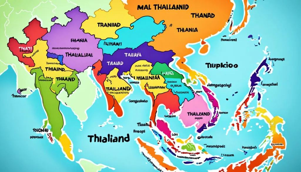 Map Highlighting Indigenous Language Regions in Thailand
