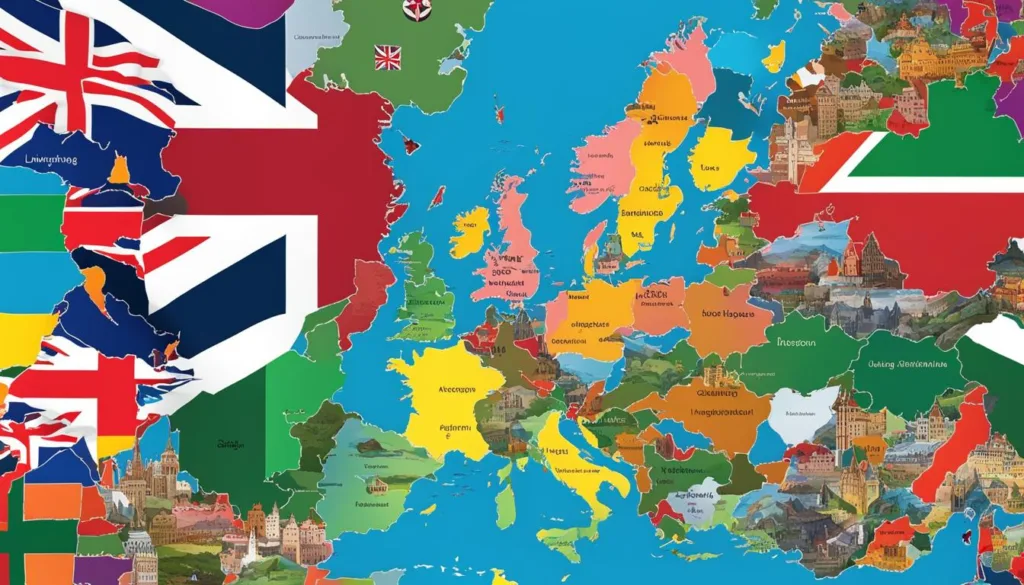 UK language map illustration UK language map illustration